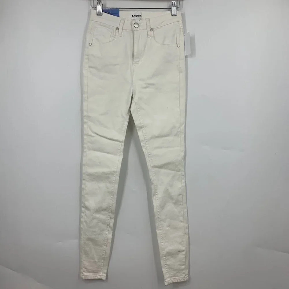 Abound Women's Sustainable Denim High Rise‎ Skinny Jeans In White Size 26 NWT